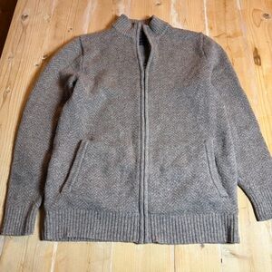 Rare Vintage PENDLETON Full Zip Shetland Wool Sweater Jacket 90s‎ Beige Tan SZ S